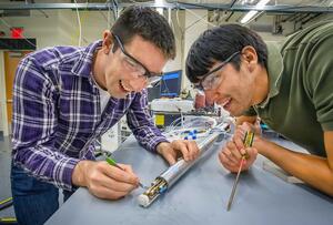 Pinenuts Clancy Slack and Matt Ramirez, 2013. Photo by Berkeley Lab - Roy Kaltschmidt